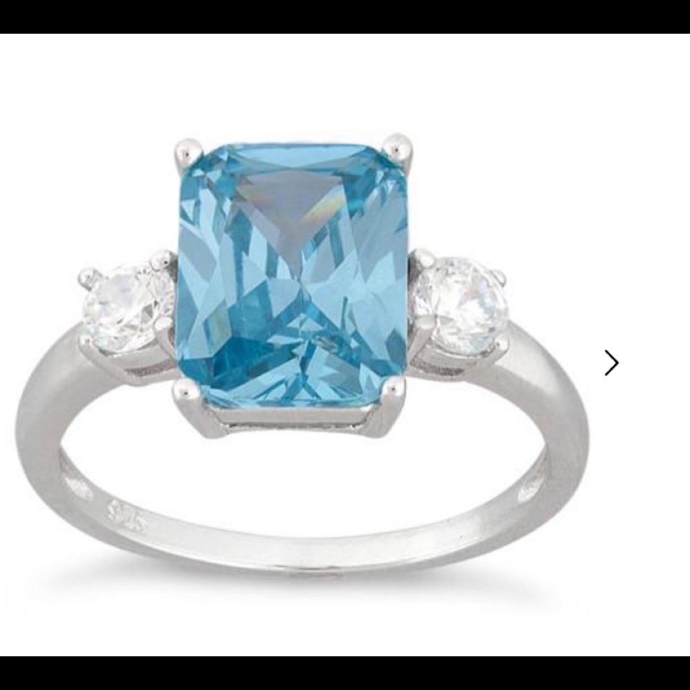 💥 S.Silver Aquamarine Crystal Ring - Picture 3 of 7